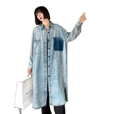 China 2021 Autumn New Straight Loose Thin Old Dress Long Sleeve Denim Dress Long Sleeve Anorak Viable Wholesale Women's Anorak 2021 for sale