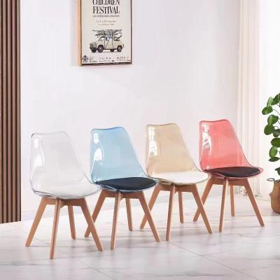 China Elegant Durable Comfortable Formwell-Nordic Style Chairs Set, Upholstered Side Chairs, Beech Wood Legs, Acrylic transparent seat for Dinning Room for sale