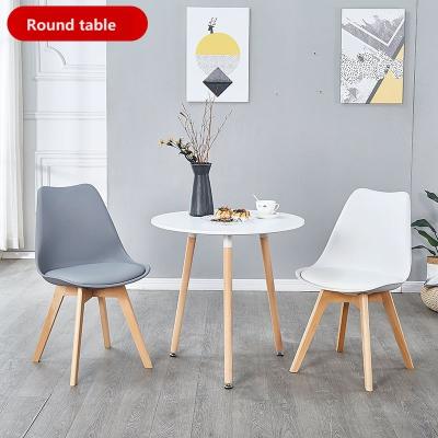 China Adjustable (height) Formwell Round dining table Modern Style Side Table with Natural Wood Legs Dining Table Lounge Table 60/70/80cm round for sale