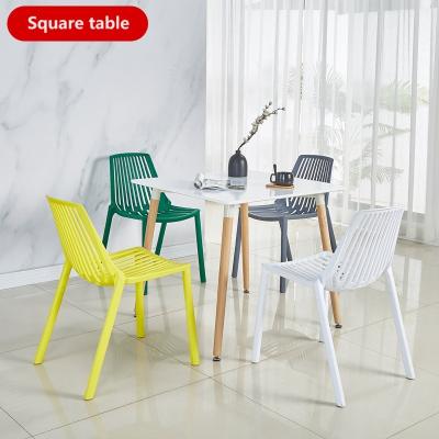 China Adjustable (height) Formwell square Modern Style Side Table with Natural Wood Legs Dining Table Lounge Table for sale