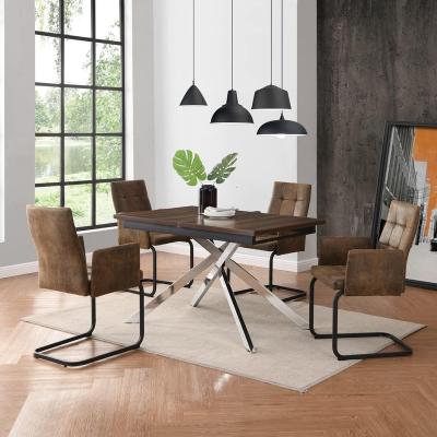 China Industrial Formwell Dining chair, industrial Moden design Swing chair for dining room, metal frame, Suede fabric, with armrest for sale