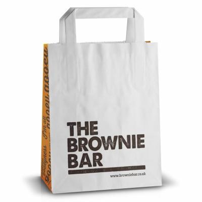 China Recyclable Flat Handle Kraft Paper Bag Brown Kraft Paper Bags With Your Own Logo for sale