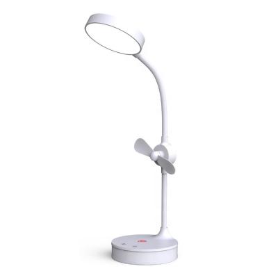 China Eco-Friendly 3 in 1 Multifunctional Rechargeable LED Desk Lamp with Mini Fan Mirror Study Table Lamps for sale