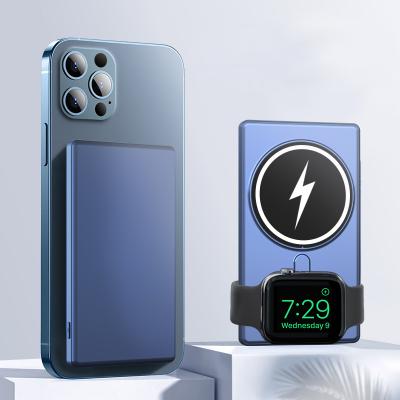 China Outdoor Indoor 3 in 1 Magnetic Power Bank Portable Wireless Charger 5000mAh Magnetic Power Bank for iPhone AirPods iwatch for sale