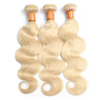 China Wholesale 613 Blonde Real Body Wave Indian Hair, Raw Platinum Blonde Temple Indian Hair, Blonde Ombre 613 Cuticle Aligned Hair Bundle for sale