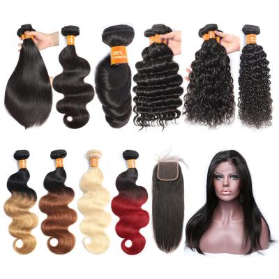 China Factory Wholesale 100% Grade 10A Silky Straight Wave Cuticle Aligned Raw Unprocessed Brazilian Virgin Human Hair Weave Bundles With Lace Closure for sale