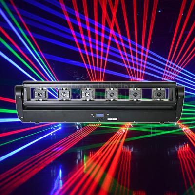 China Dj Lights 6 Eyes 500mw RGB 3in1 Full Color Moving Head Laser Light Bar Crutain for sale