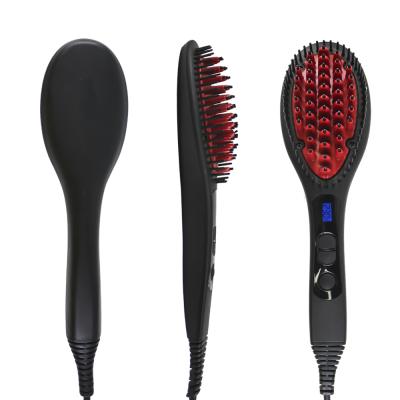 China Hotel Ceramic Hot Airbrush Hair Frizz Free Straightener Sweep Fast Heat Up Hair Straightening Brush for sale