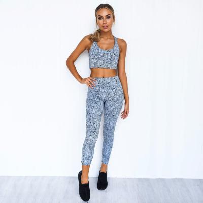 China 2021 Breathable Dot Printing Yoga Fitness Vests And Pants New Breathable Yoga Sports Suit Yoga Suit Women for sale