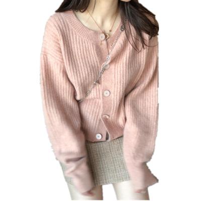 China new Anti-wrinkle fashion and wear women's pure color cardigan sweater knitted women's autumn solid color leisure Anti-wrinkle for sale