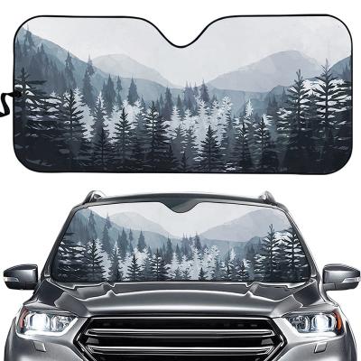 China Universal Automotive PE Premium LOGO Front Windshield Aluminum Sunshade Custom Bubble Colorful Printed Foldable Sun Shades for sale