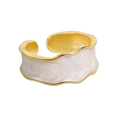 China FASHIONABLE Hot Sale Vintage Irregular Wave Enamel Ring Gold Plated Brass Open Ring For Women Jewelry for sale