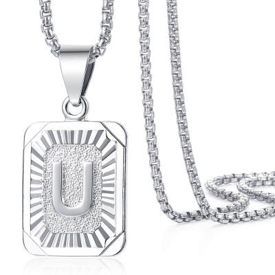 China Hiphop Fashion Necklace Silver Plated Capital Letter Charm Initial Pendant Necklace For Men Women Jewelry for sale