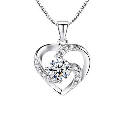 China New Crystal Heart Pendant Choker Necklace Luxury FASHIONABLE 925 Silver Chain Necklaces For Women Wedding Jewelry Gifts for sale