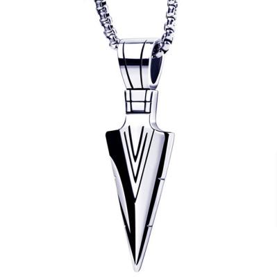 China Hiphop Mens Stainless Steel Jewelry Spear Point Arrowhead Pendant Necklace for sale