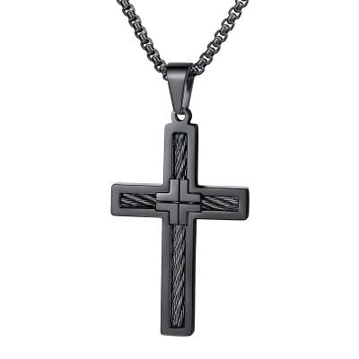 China Hiphop Stainless Steel Pendant Cross Pendant Necklace For Men Stainless Steel Vintage Christian Jewelry Gift for sale