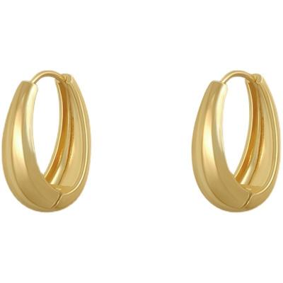 China Hiphop 2022 New Classic Smooth Copper Alloy Metal Circle Stud Earrings For Woman Shape Korean Jewelry for sale