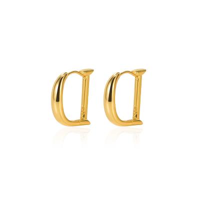 China Wholesale TRENDY 925 Sterling Silver Letter D Shape Women's Hoop Earrings for sale