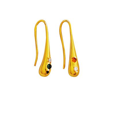 China 2022 TRENDY Vintage 18K Gold Plated Luxury Brass Diamond Inlaid Teardrop Earring Hook Hook Earrings for sale