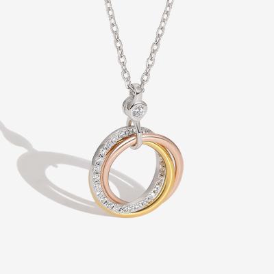 China FASHIONABLE Korea Lasso 925 Sterling Silver Necklace Personality Circle Pendant Necklace High Quality Simple Design for sale