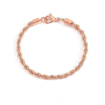 China FASHIONABLE Factory Custom 14K Gold Plated Stainless Steel Rope Chain Bracelet Women Jewelry for sale