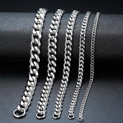 China Custom Men's 3-11mm Cuban Link Chain Bracelets Hiphop Stainless Steel Simple Restriction For Women Unisex Wrist Jewelry Gifts for sale