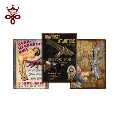 China Europe Vintage Metal Signs For Home Decor Rustic Old Retro Signs 20X30CM Wall Airplane Tin Metal Tin Signs Customized For Sale for sale