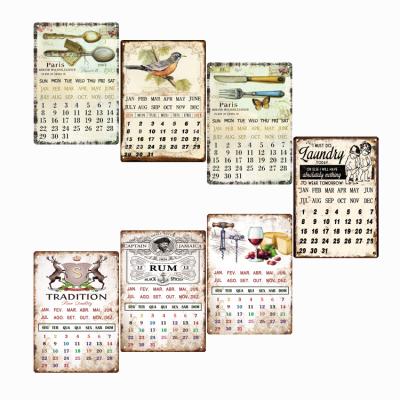 China Europe Calendar Metal Tin Sign Plaque Metal Vintage License Plate Sign Personalized Home Decor Wall Decor Art Posters for sale