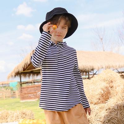 China 2021 New Boys T-shirts Autumn Anti-shrink Drop Off Cotton Striped Tops Polo Shirt Children Clothing Kids Classic Casual for sale