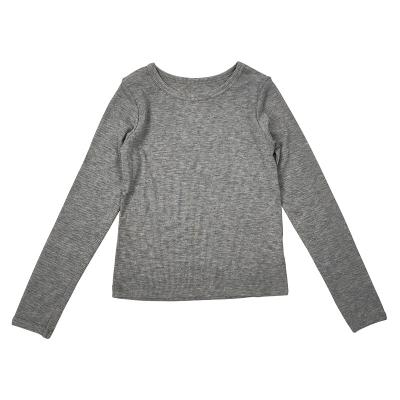 China Breathable Flexible Long Sleeve T-shirt With Solid Round-neck Boys And Girls Kids Unisex Clothing for sale