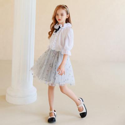 China Breathable Elegant Vintage Puffed Blouse Short Sleeve Summer Casual Tops For Girls for sale