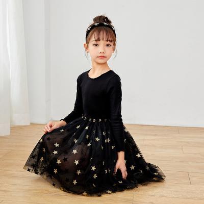 China New Design Breathable Kids Wear Girls Black Long Sleeve Party Dersses for sale