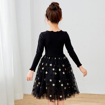 China Breathable black kids girls dress boutique high quality princess dresses girls kids clothes for sale