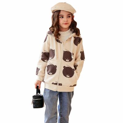 China Hot Selling Anti-Shrink Printed Bear Winter Jacket For Kids Streetwear Jackets Girls' Jackets for sale