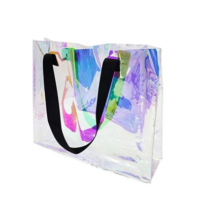 China Trendy Wholesale Laser Logo Print Plastic Fashionable Plastic Holographic Packaging Bags Holographic Bags for sale