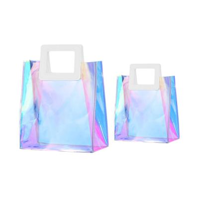 China Fashionable Promotion Waterproof Women PVC Holographic Transparent Cosmetic Packaging Shopping Bag for sale