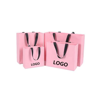 China Recycled Materials Customized Logo Printed Multi Color Matt Laminated Recyclable Morocco Flower Kraft Paper Shopping Bag For Jewelry for sale