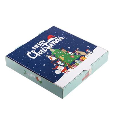 China Recycled Materials Wholesale Christmas Custom Printed Corrugated Recyclable Biodegradable Pizza Boxes Thin Like 30cm With Logo for sale