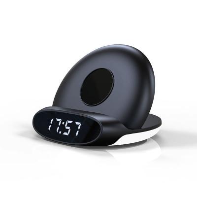 China Wireless Charger and Clock Wake Up Electric Fast Alarm Clock Mobile Phone Date Time Lamp Digital Display LED Wireless Charger with Temperature for sale