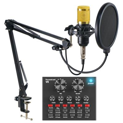 China Professional Headset Microphone V8 Audio Sound Card Set Condenser Microphone BM800 For Karaoke Game Skype YouTube Live Recording for sale