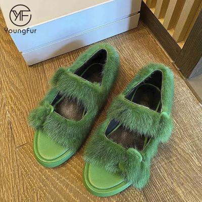 China Korean Women's Summer Mink Fur Platform Slippers Open Toe Fashion Trend Fashion Indoor Mink Fur Sandals All Seasons Comfortable Outdoor for sale