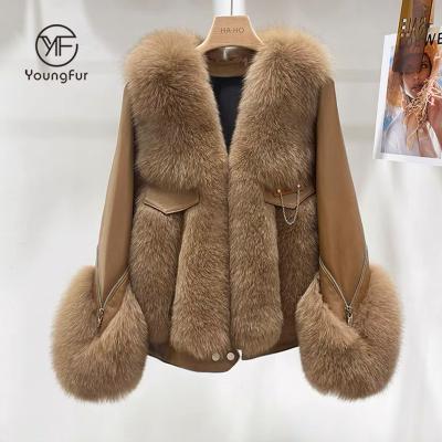 China Breathable Winter Genuine Leather Coat For Women POP Style Fox Fur Coat for sale