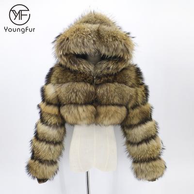 China Factory Sale Breathable Plus Size Real Winter Coat Bubble Fur Natural Raccoon Fur Bomber Jacket Women New York for sale