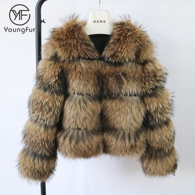 China Real Fur Jacket Wholesale 2020 Winter New Style Fashionable Short Real Raccoon Fur Coat Ladies Anti-Shrink for sale