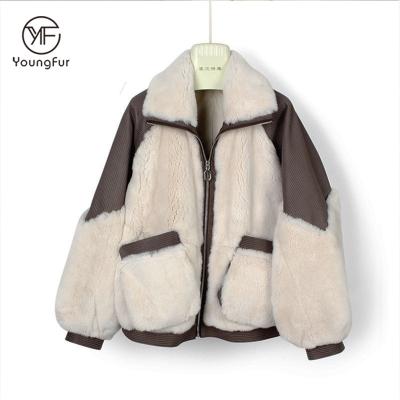 China New Design Breathable Real Animal Fur Coat Rex Rabbit Fur High Quality Women Girls Real Rabbit Skin Oversized Jacket for sale