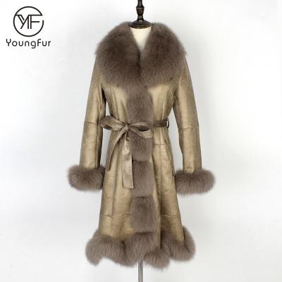 China Luxury Spring Autumn Winter Thick Female Street Outwear Double Face Wool Fabric Rex Rabbit Fur Stripe X Women's Coats Long With Belt for sale