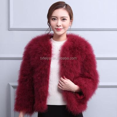 China OEM Customized Fashion Ostrich Hair Casual Jacket Customized Turkey Feather Fur Coat for sale