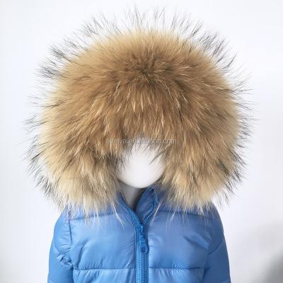 China Anti-wrinkle 2018 winter comfortable kids down jacket filled stripper with raccoon fur hood for sale