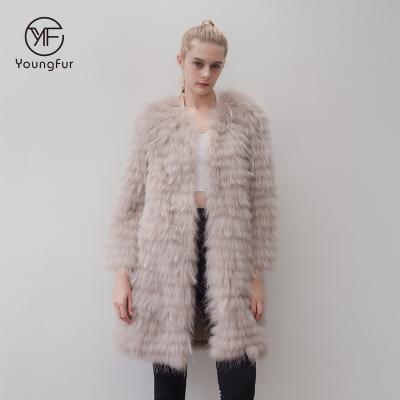 China Viable hot sale knitted real raccoon fur coat women raccoon fur jacket for sale