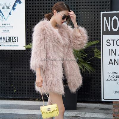 China Sustainable Fashion Women's Mid Length Raccoon Fur Winter Down Coat For Wholesale for sale